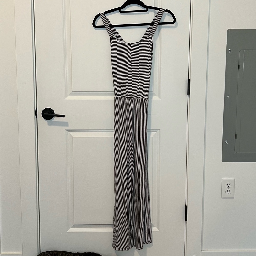 Black and white striped jumpsuit